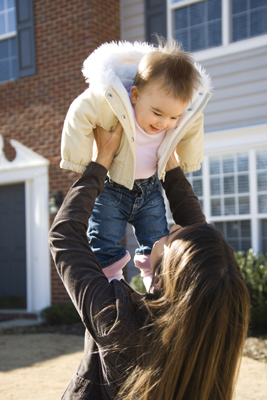 Mom holding baby